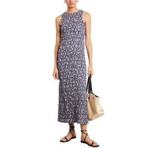 MIRTH SHOREDITCH SMOCKED TANK DRESS PETUNIA Blue Floral Long Maxi Size Small